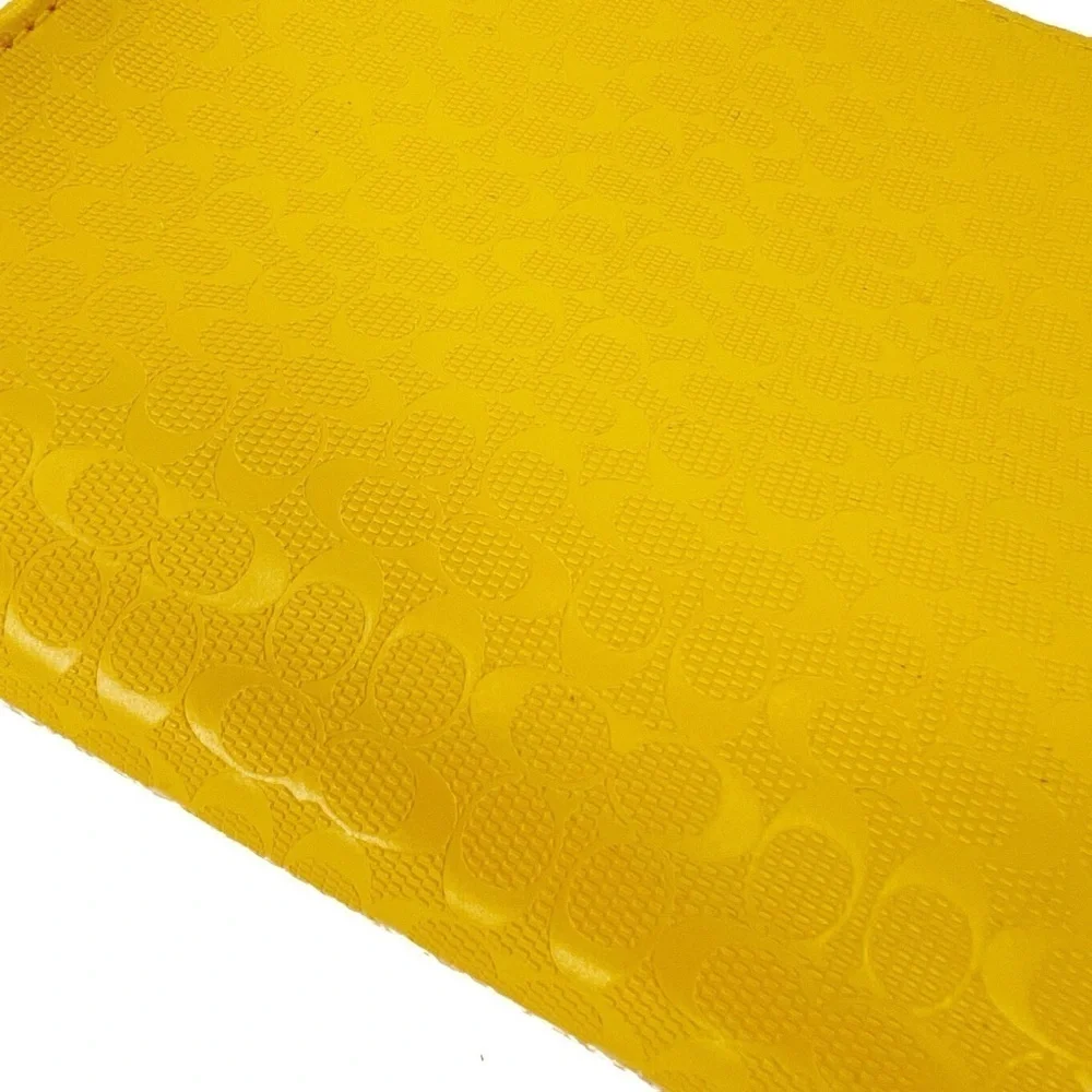 Coach Clip-on Accessory Pouch Logo Sunflower Yellow Brown PVC 8.5” x 5.5” x 1”